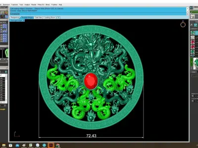 Luxury Chinese Dragon Filigree Round Pendant 3D Model 4035 3D print model