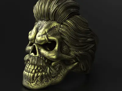 Skull ring bearded vol2 jewelry 3D print model