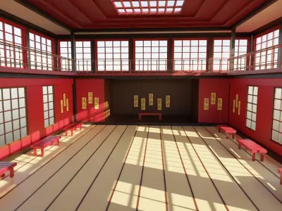 Japanese Dojo Low-poly 3D model
