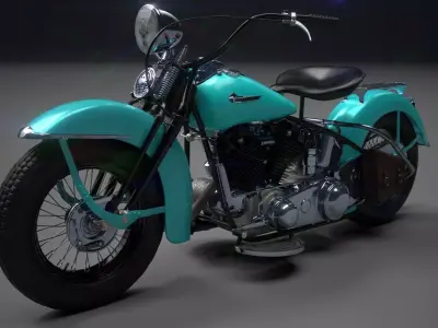 Oldschool Classic Motorcycle  Low-poly 3D model