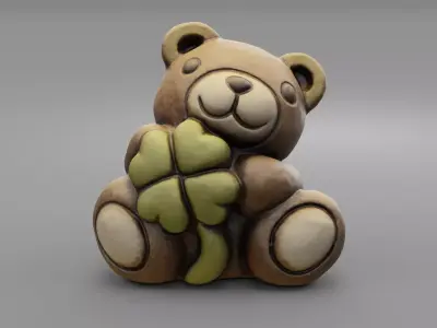 Ceramic Teddy bear quadrifoglio Low-poly 3D model