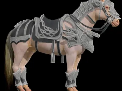 Knight Armored Horse Rig Low-poly 3D model