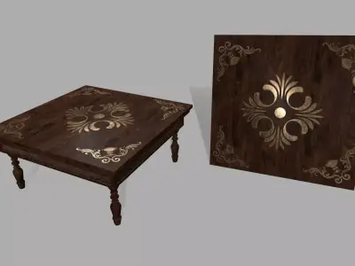 Table coffee with ornate design Low-poly 3D model