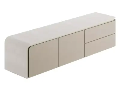 Fendi Edge Low Cabinet Stone Fiddleback Sycamore Low-poly 3D model