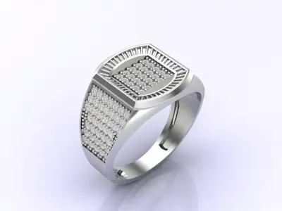 Print Ready STL 3DM  Gents Rings Diamond Men Ring  3D print model 206