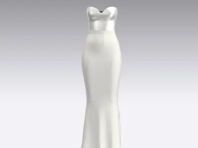 dress corset silk satin duchess cotton heavy twill fabric Low-poly 3D model