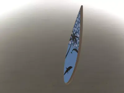 Windsurfing surfboard with birds Free 3D model