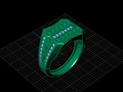 Print Ready STL 3DM  Gents Rings Diamond Men Ring  3D print model 163