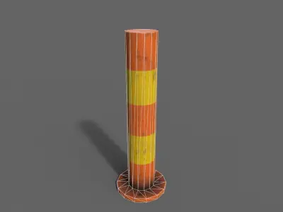 PBR Bollard OrangeYellow Low-poly 3D model