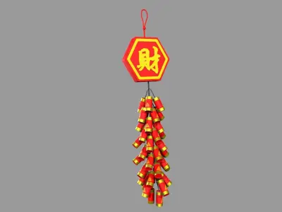 New Year Firecracker  Low-poly 3D model