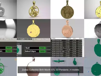 Zodiac Collection Birth Month STL 3D Pendants 3D Model Pack