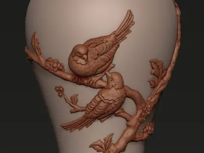 Vase-2Birds 3D print model vase with birds 3D print model
