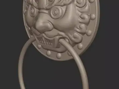 Chinese-style retro door knocker high-poly asset pack 3D print model