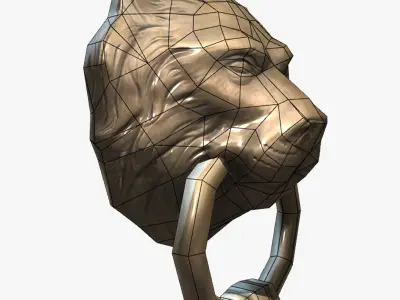 Lion Head Door Knocker Low-poly 3D model