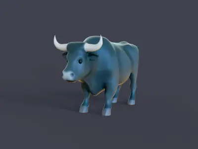Cartoon Black Bull Animal 3D Model for Cartoon Characters Low-poly 3D model