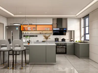 Kitchen Modern interior 0053 3D model