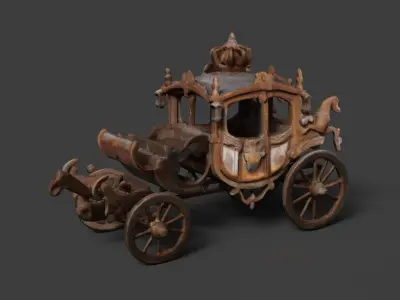 Chinese ancient carriage figure  Low-poly 3D model
