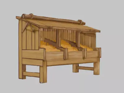 Wooden Bird Feeder Station Low-poly 3D model
