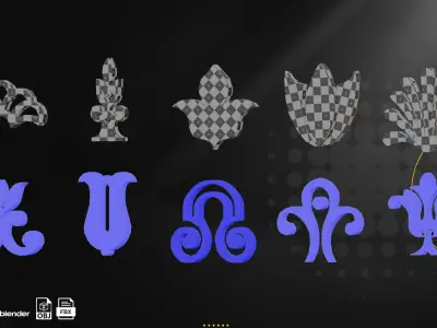 72 Architectural Elements Low-poly 3D model