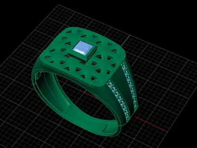 Print Ready STL 3DM  Gents Rings Diamond Men Ring  3D print model 5