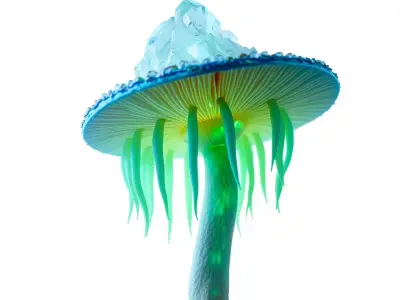 Glowing Crystal Mushroom model pack Low-poly 3D model