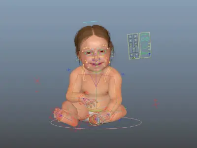 Baby boy and girl 3D model