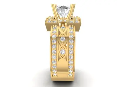Luxury Multi Row Diamond Engagement Ring for Women 861 3D print model