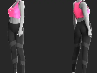 2 Girls Sportwear - Marvelous Designer with Video Process 3D model