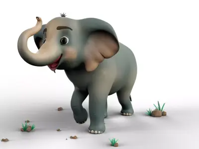 Cartoon Elephant - MAYA Rigged and Blender Rigged Low-poly 3D model
