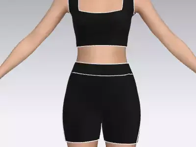 two piece suit blouse and short  Low-poly 3D model