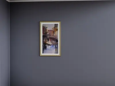 Framed Watercolor Painting 8 Low-poly 3D model