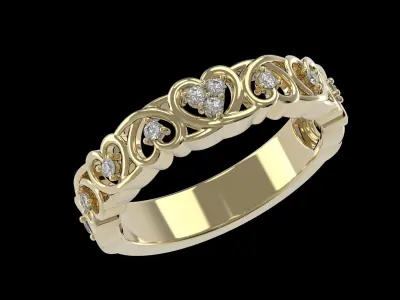 Heart band ring 3D print model