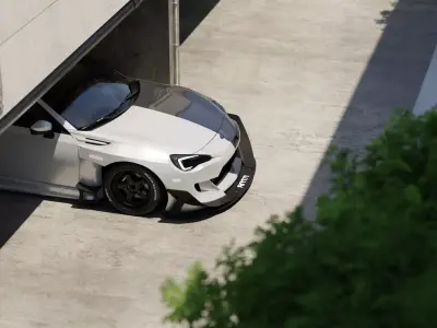 Car Render Scene 3D Blender File Textured And FBX File 3D model