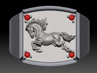 Horse man ring Sculpture jewelry Gold silver 3D print model