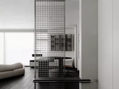 Modern living room dining room interior scenes  3D model 3