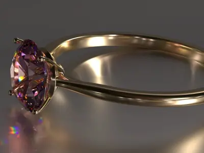 Ring with ruby Free 3D print model
