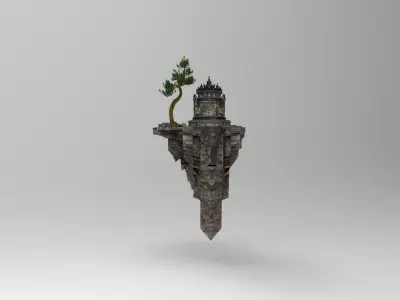 flying temple island 3D model