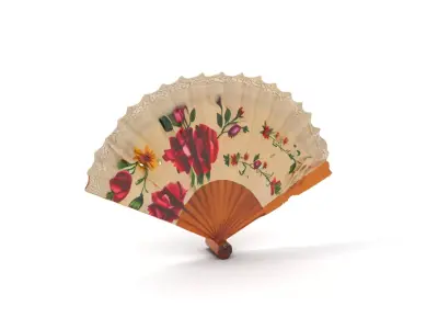 Floral Lace Fan model pack Low-poly 3D model