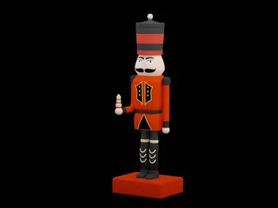Black And Red Christmas Nutcracker Low-poly 3D model