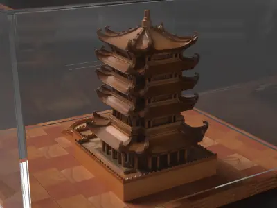 Chinese tower figure  Low-poly 3D model