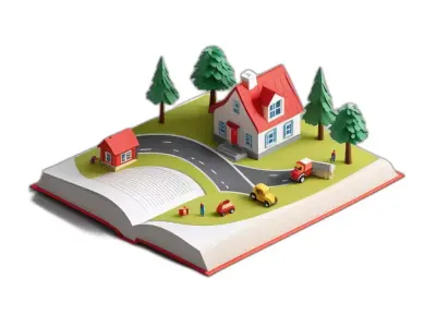 Low Poly PopUp Book Village Low-poly 3D model