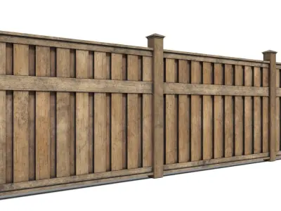 Picket fence modular  Low-poly 3D model