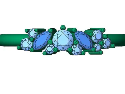 Engagement diamond ring with two marquise 3D print model