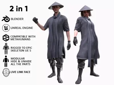 Mens and Womens Warrior Outfit 1 3D Model Collection