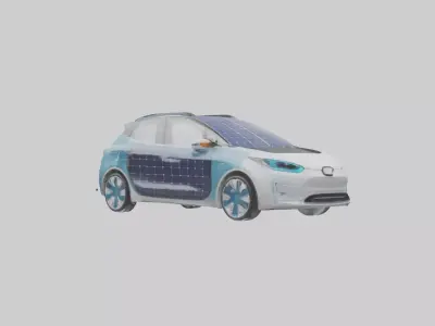 Electric Car with Solar Panels model Low-poly 3D model