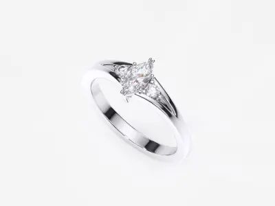 ZDR0163 engagement ring with marquise cut diamond 3D print model