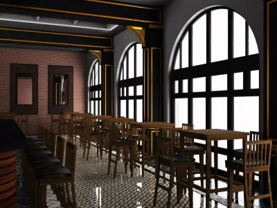 LOUNGE BAR Low-poly 3D model