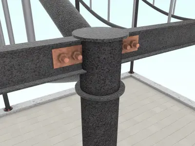 Cable-stayed beam structure 3D model