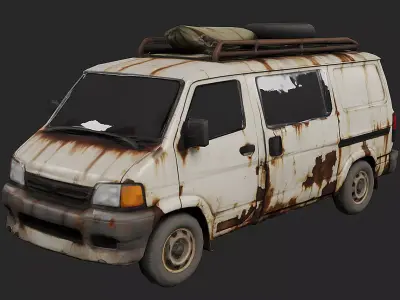 Rusty Survivor Van Abandoned Vehicle Game Ready PBR Model Low-poly 3D model