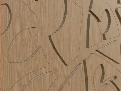Decorative Wooden Wall Model 15 Low-poly 3D model